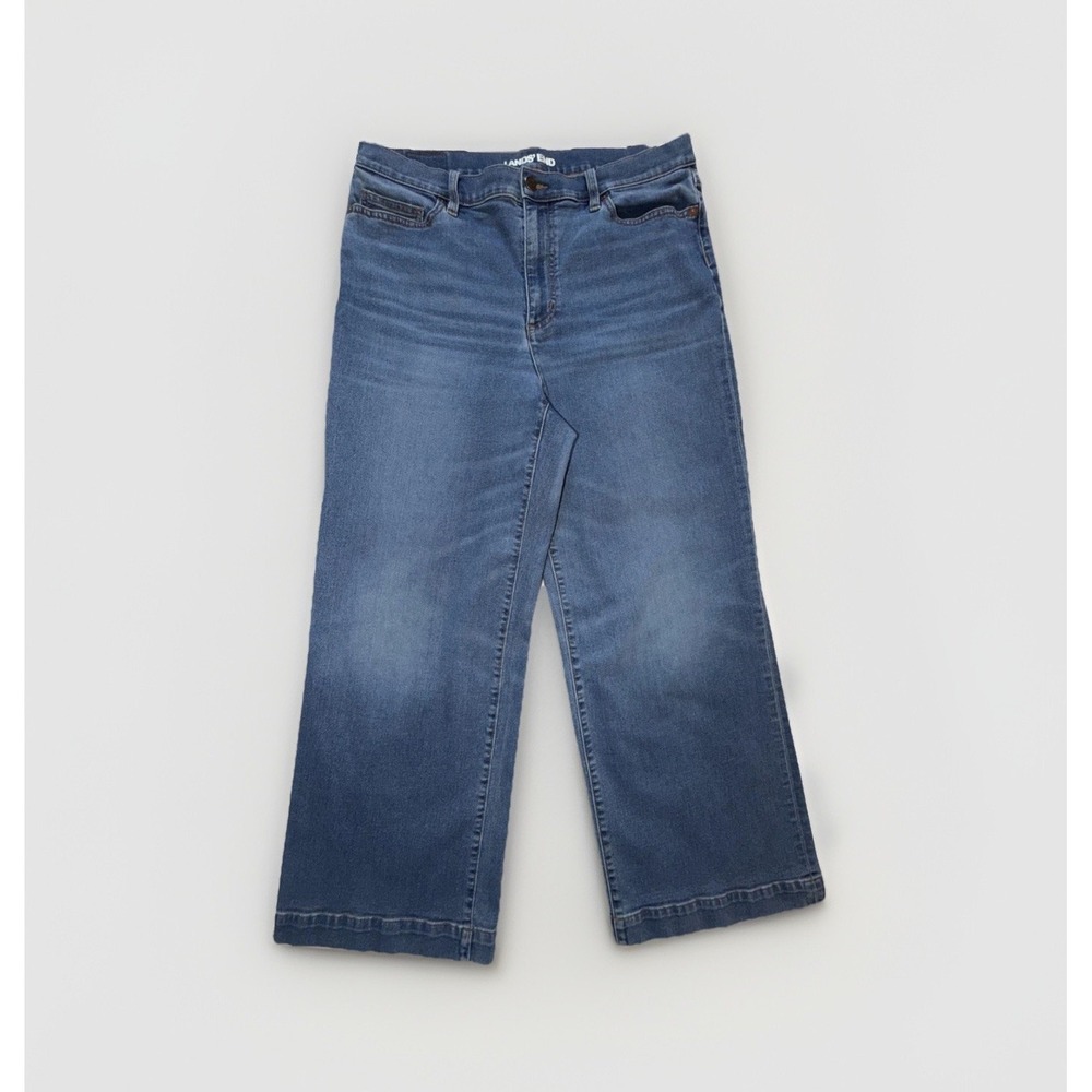Lands' End High Rise Wide Leg Jeans Women's Size 16 34x29 Med Wash